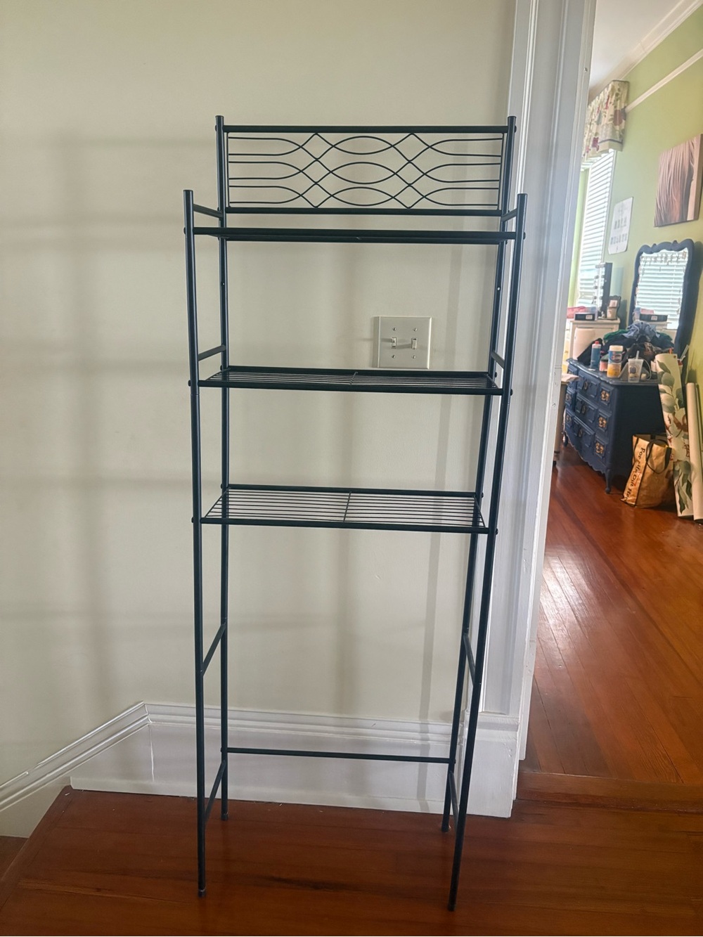 Hobby Lobby Black Metal Wall Display Shelves with Decorative Top